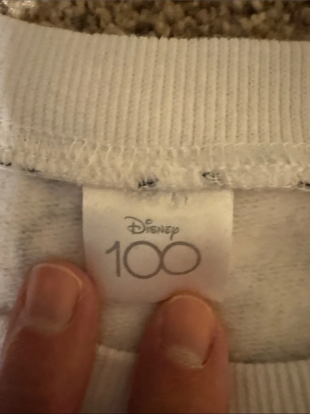 Disney White Crewneck Sweatshirt with Mickey Graphic and Red Lettering